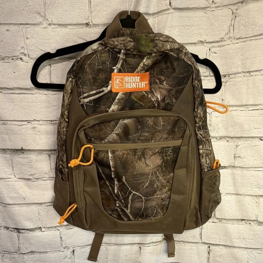 Ridge Hunter Cabela's Camouflage Backpack Padded Straps Pockets Mesh Pouch EUC